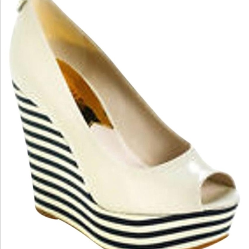 Michael kors : striped peep toe wedge